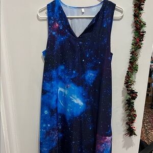 Galaxy Print Sleeveless Dress